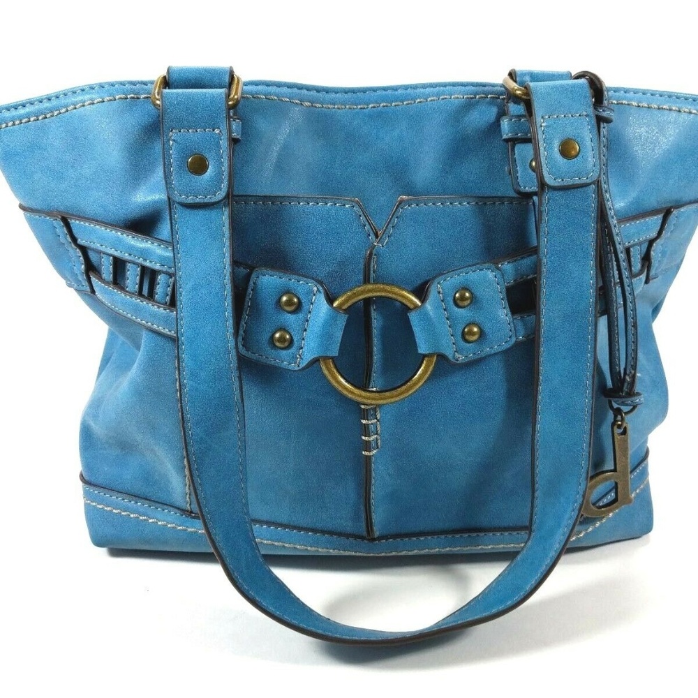 BOC Blue Faux Leather Shoulder Sectional Handbag